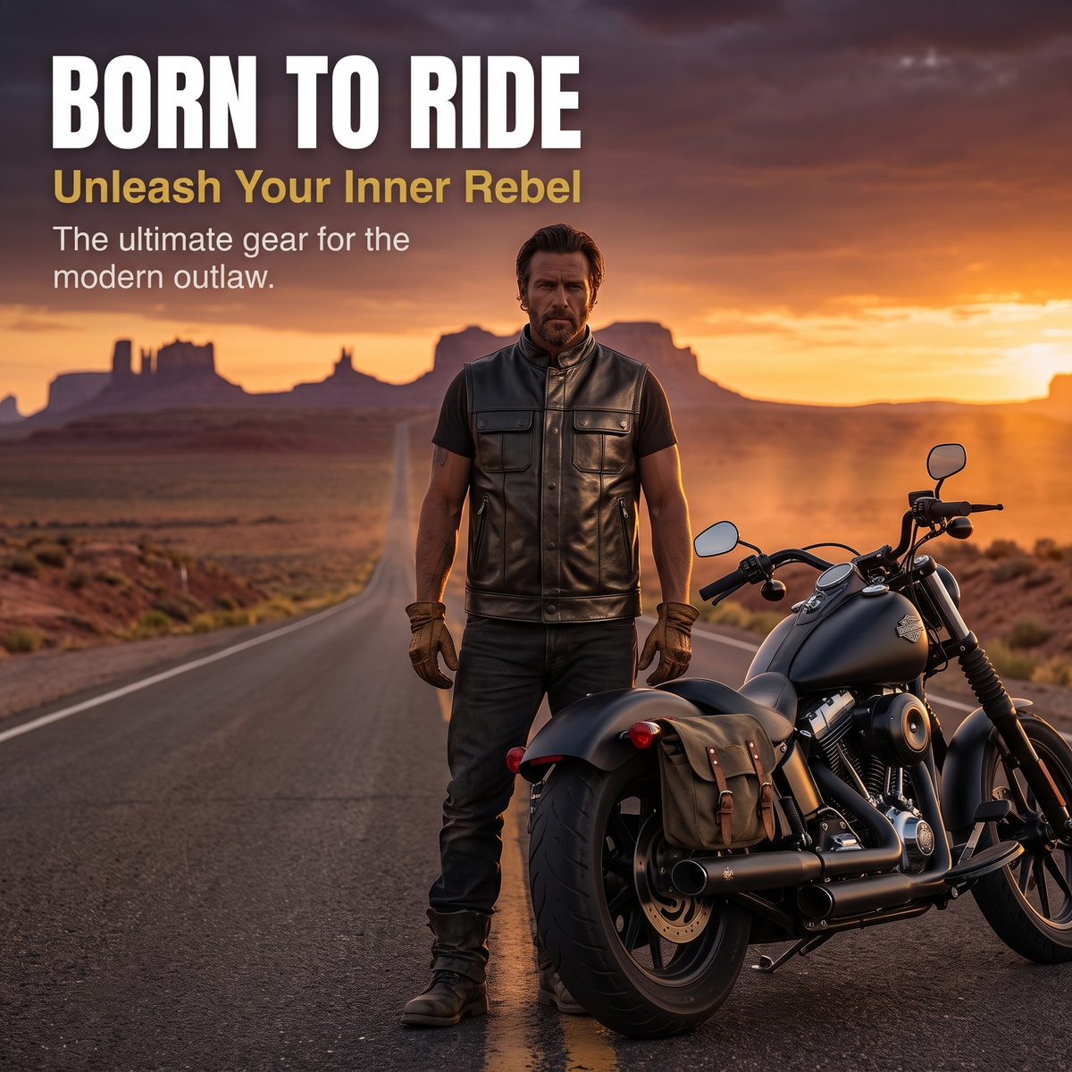 Sons of Anarchy Motorrad-Lederweste mit Stehkragen - J33