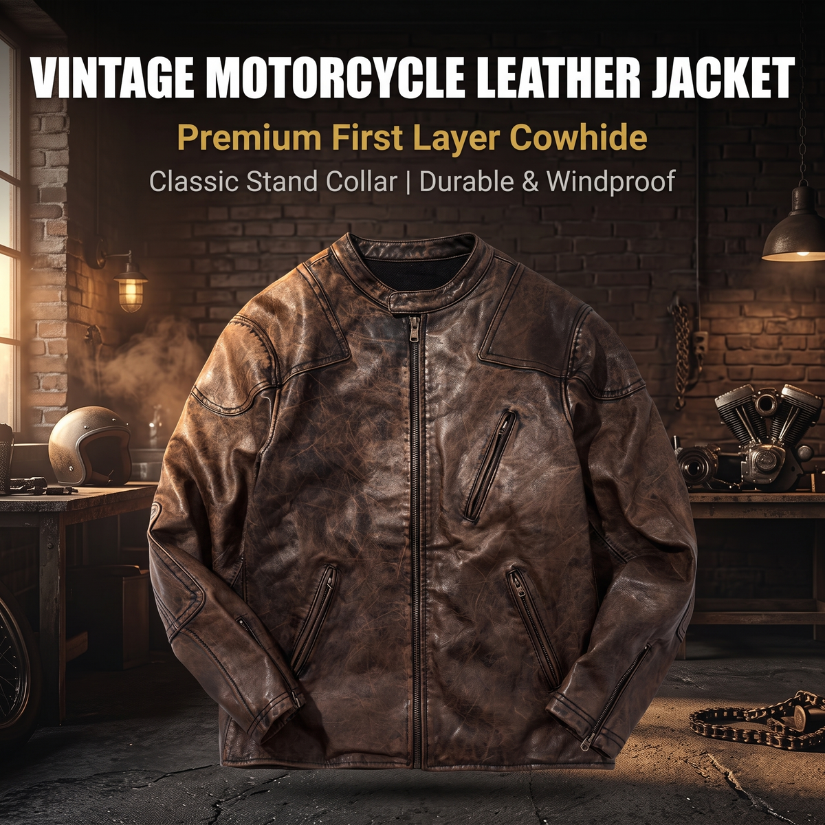 Retro Venom Plus Size Genuine Leather Motorcycle Jacket-J57