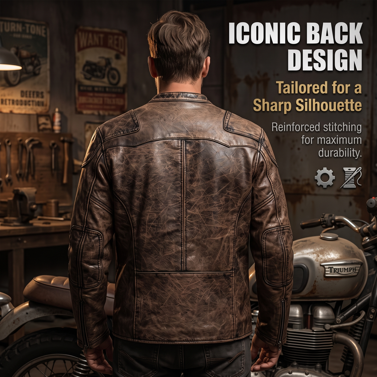 Retro Venom Plus Size Genuine Leather Motorcycle Jacket-J57