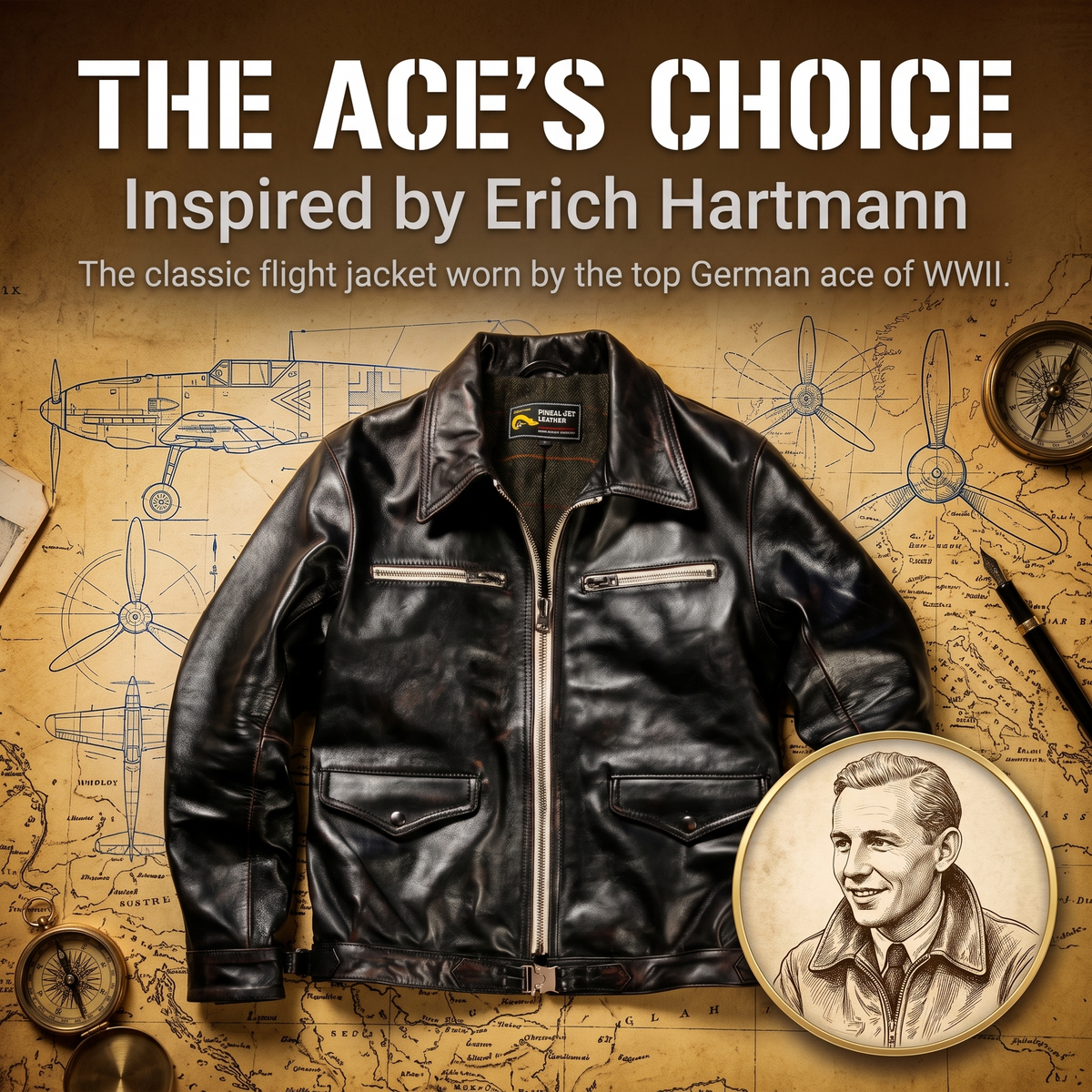 Retro WWII Hartmann German Flight Leather Jacket-J44