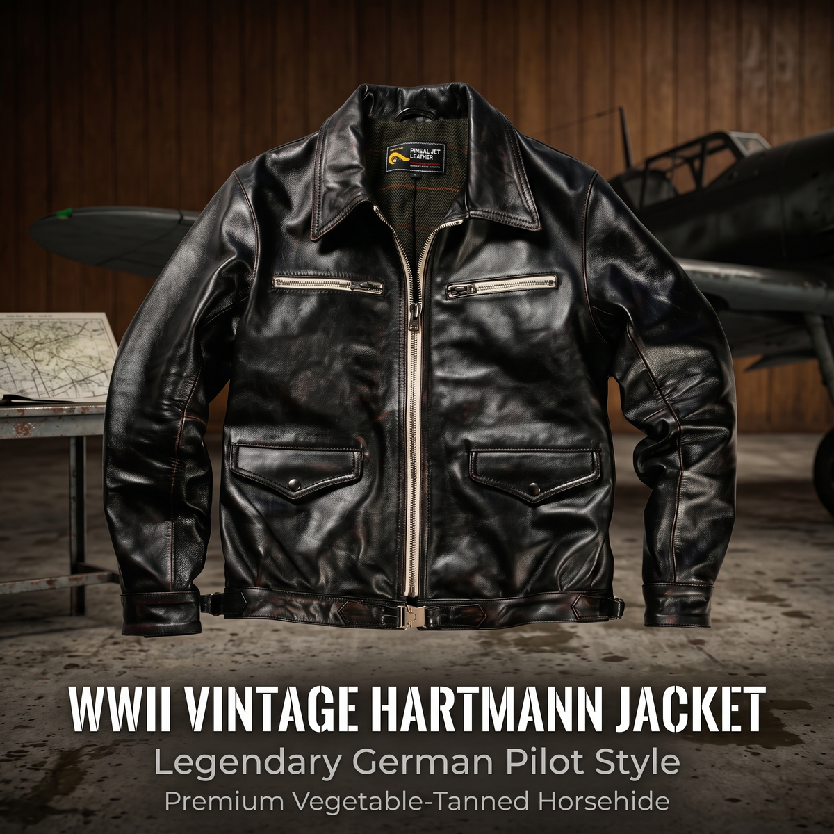 Retro WWII Hartmann German Flight Leather Jacket-J44
