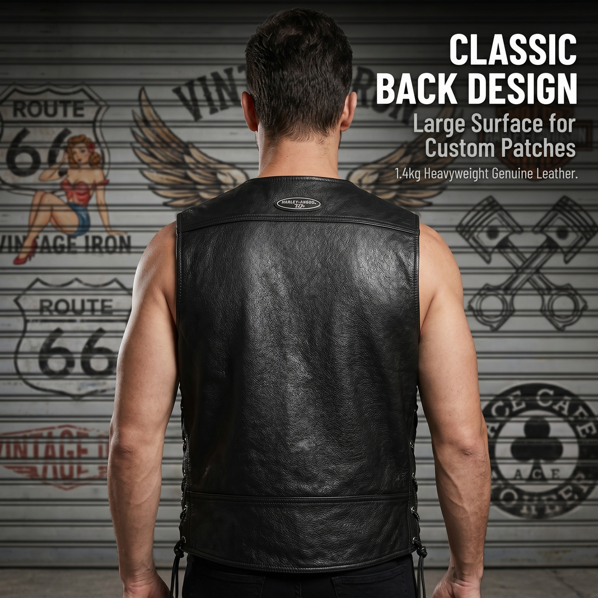 Harley vest steel chain genuine leather vest-J34