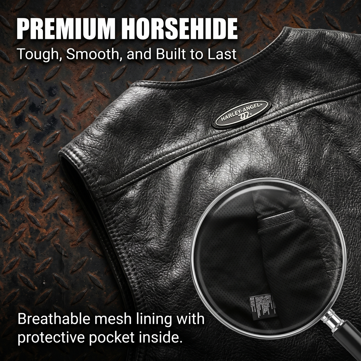 Harley vest steel chain genuine leather vest-J34