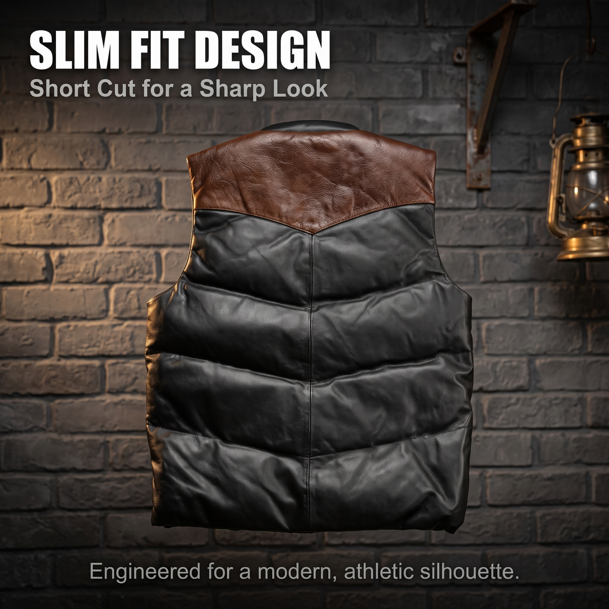 Vintage Cowhide Leather Down Vest-J35