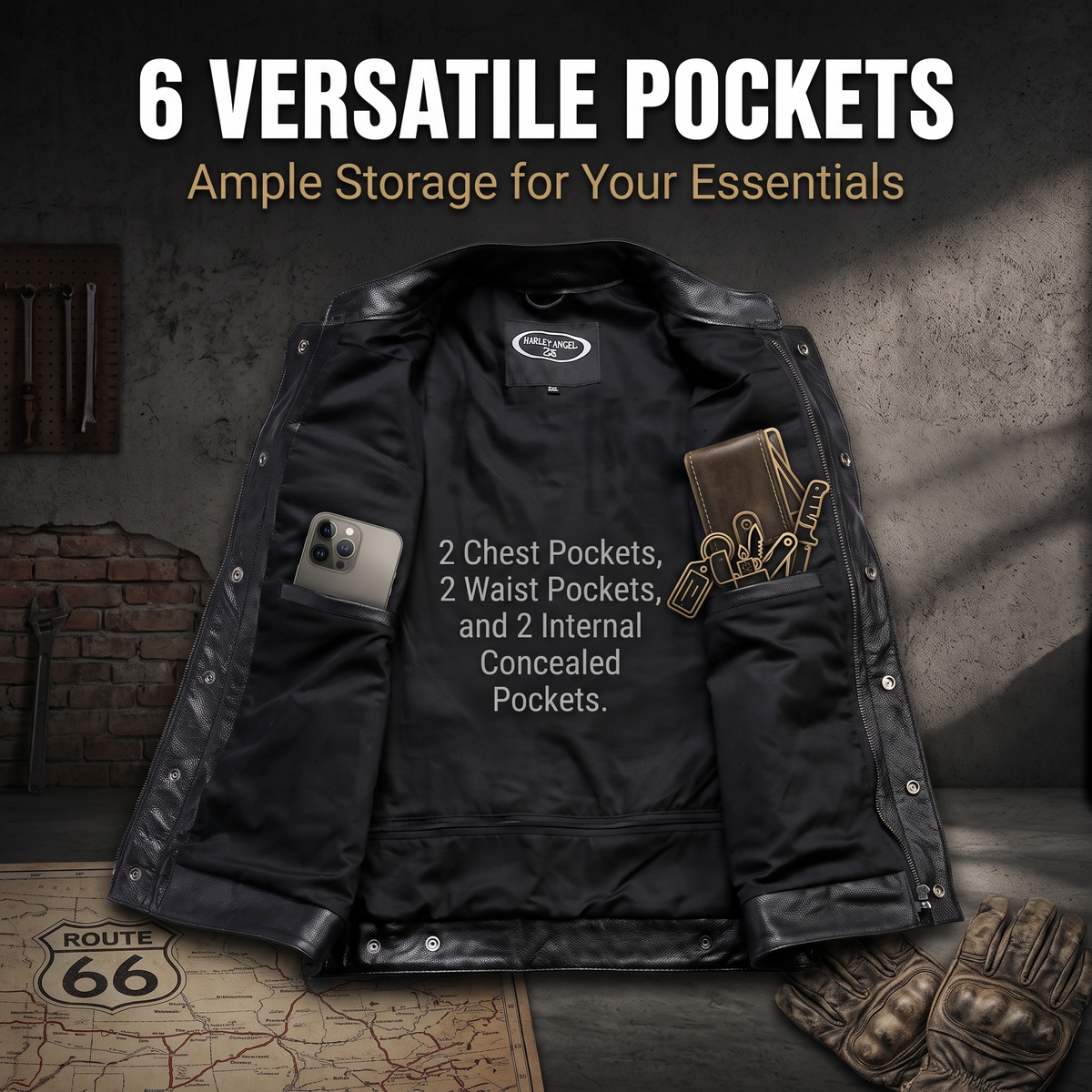 Classic Cowhide Motorcycle Vest-J58