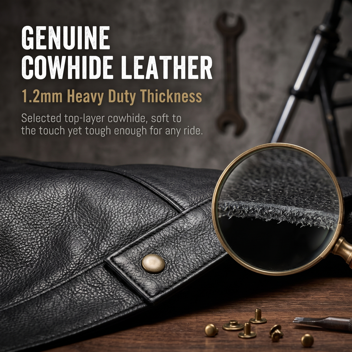 Classic Cowhide Motorcycle Vest-J58