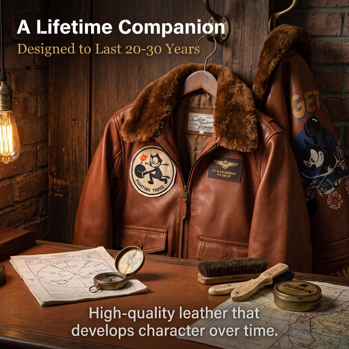 American-style Felix G1 Genuine Leather Flight Jacket-J50