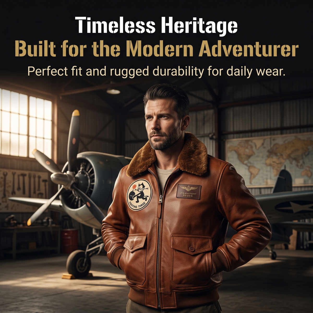 American-style Felix G1 Genuine Leather Flight Jacket-J50