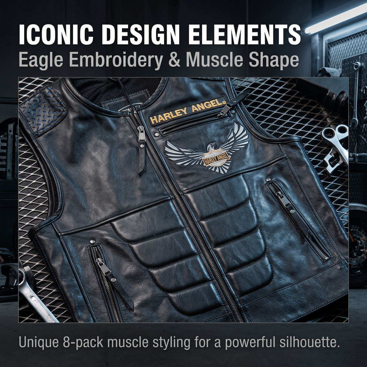 Abs Blocking Harley Summer Rock Leather Vest - J30
