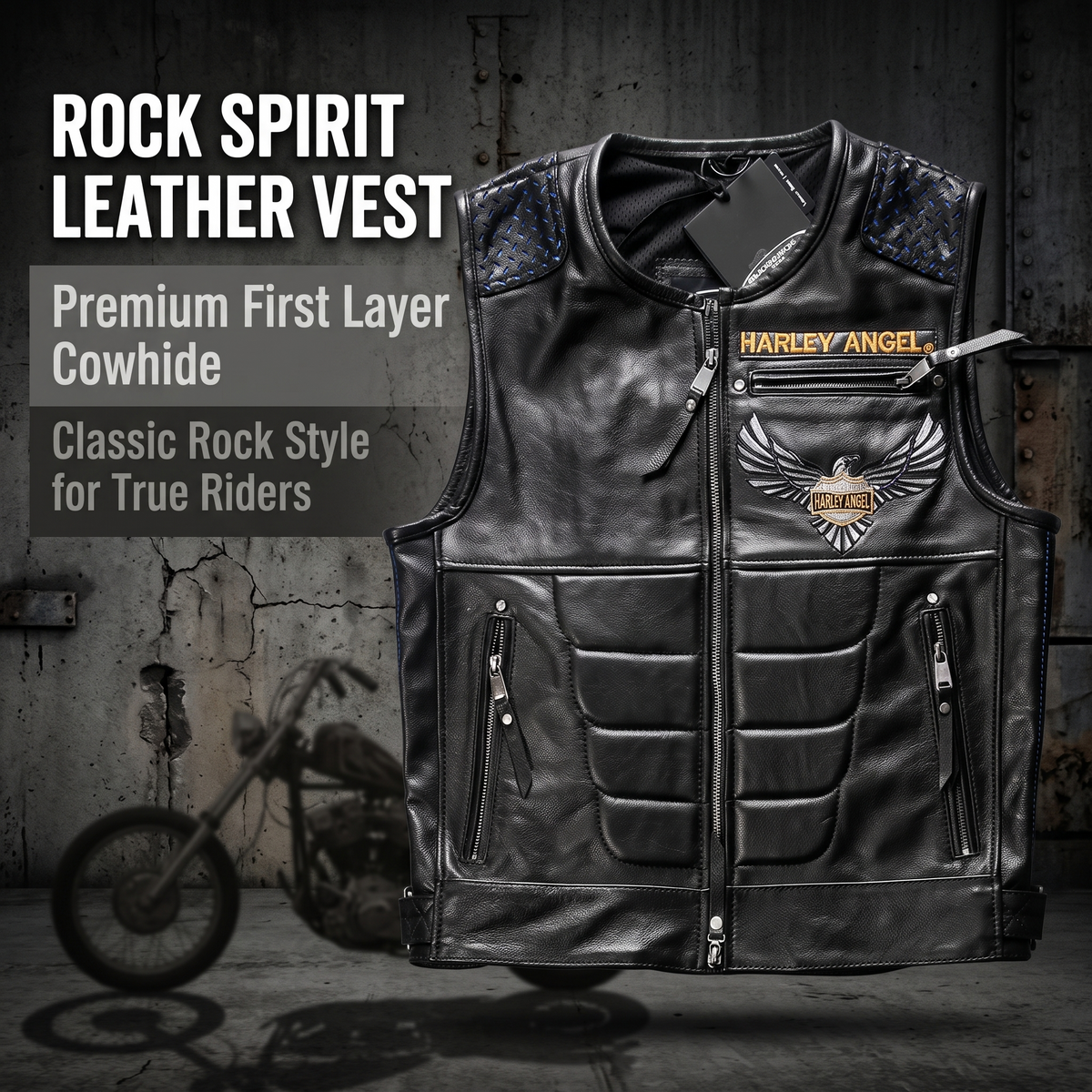 Abs Blocking Harley Summer Rock Leather Vest - J30