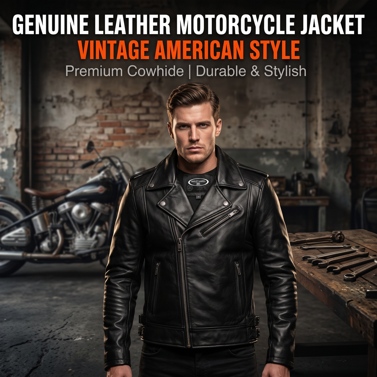HARLEYANGEL genuine leather jacket-J18