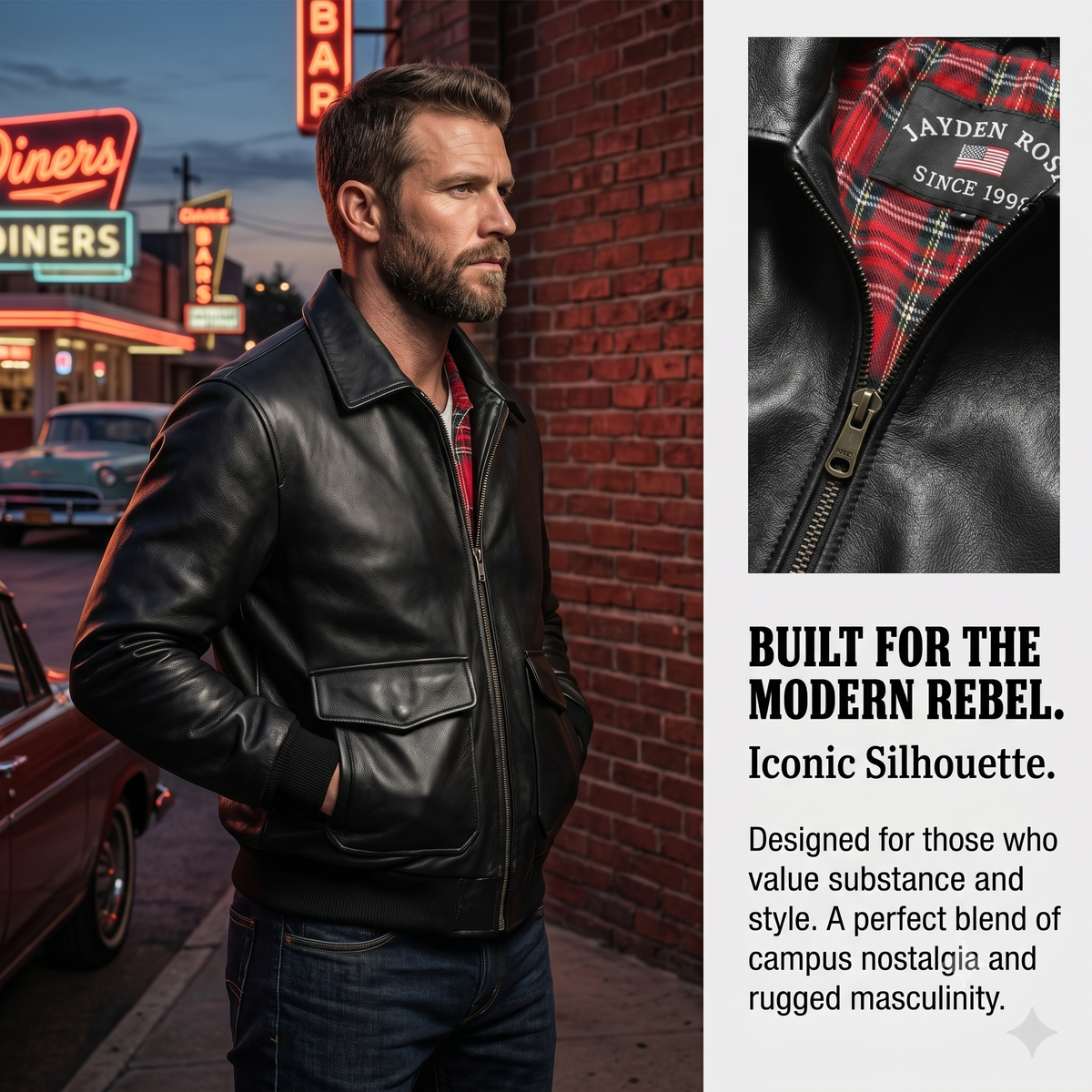 G1 Genuine Leather Bomber Jacket - J49