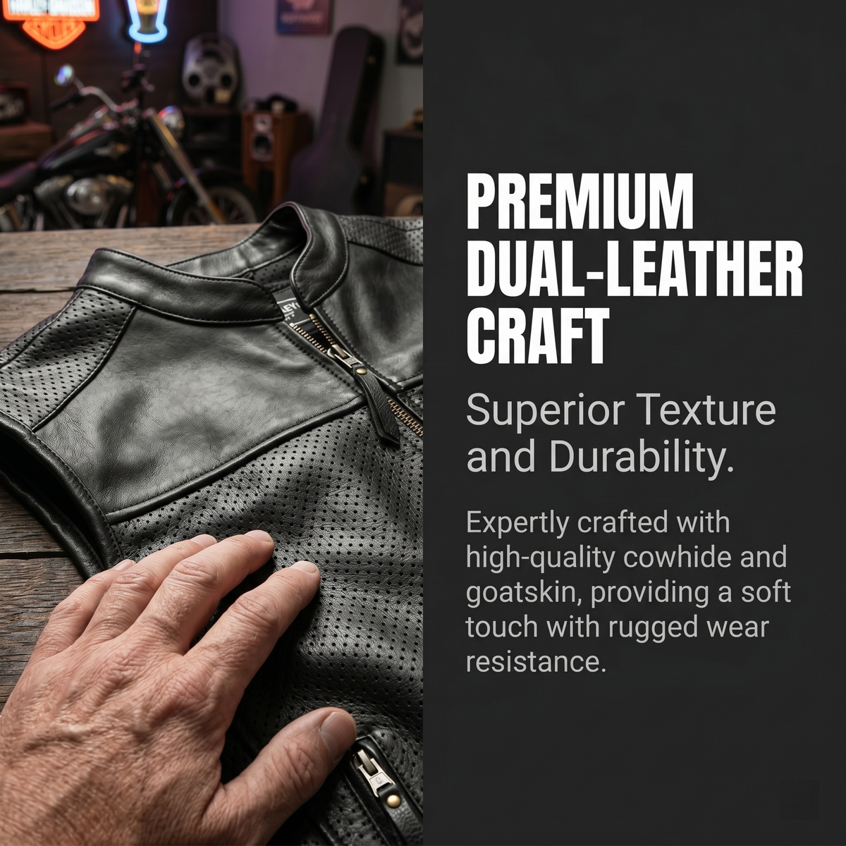 Harley Breathable Summer Mesh Leather Vest-J38