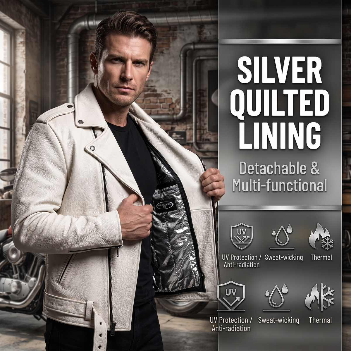 White casual genuine cowhide jacket-J28