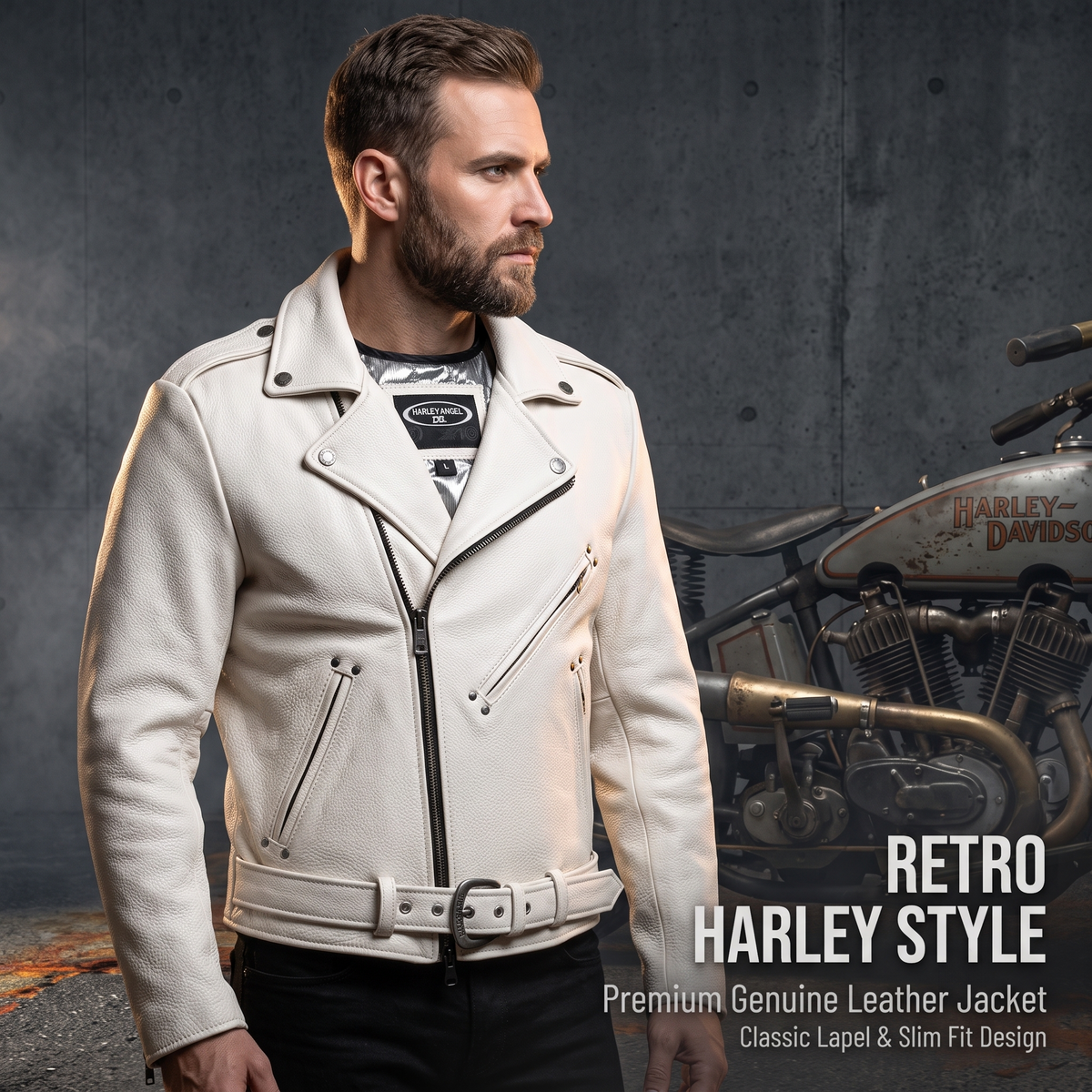 White casual genuine cowhide jacket-J28