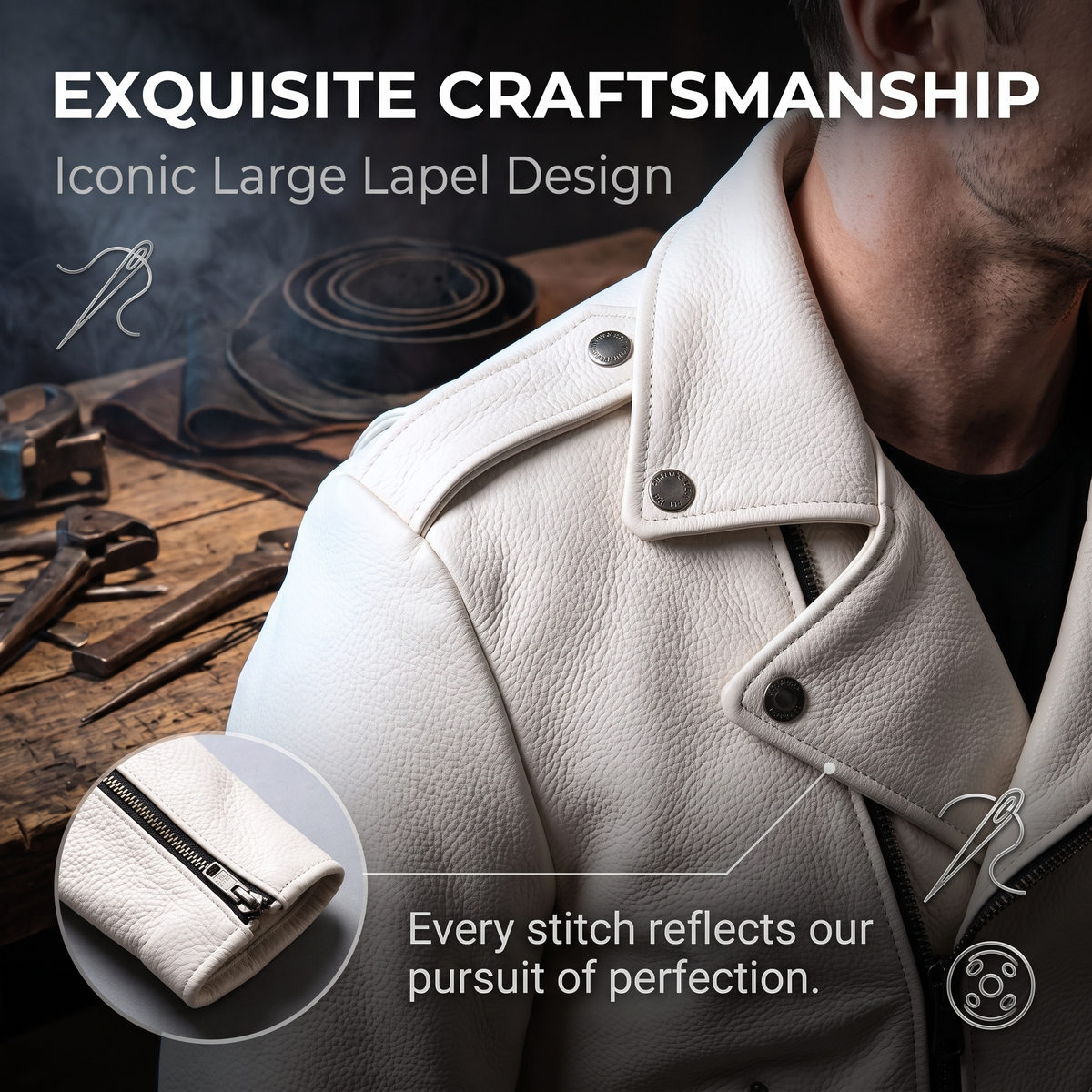 White casual genuine cowhide jacket-J28