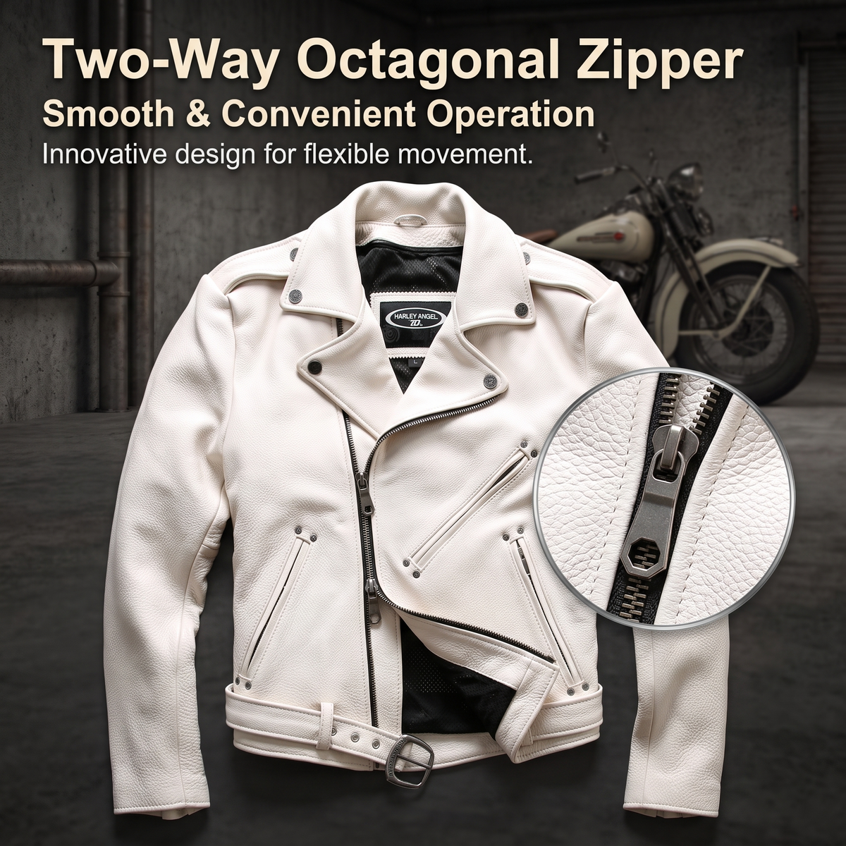 White casual genuine cowhide jacket-J28