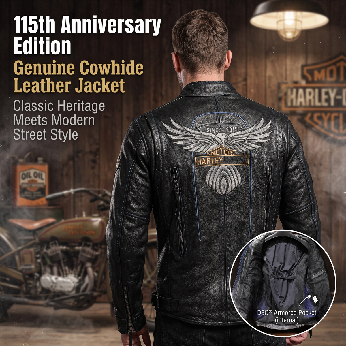 Harley 115th Anniversary Genuine Leather Jacket-J16