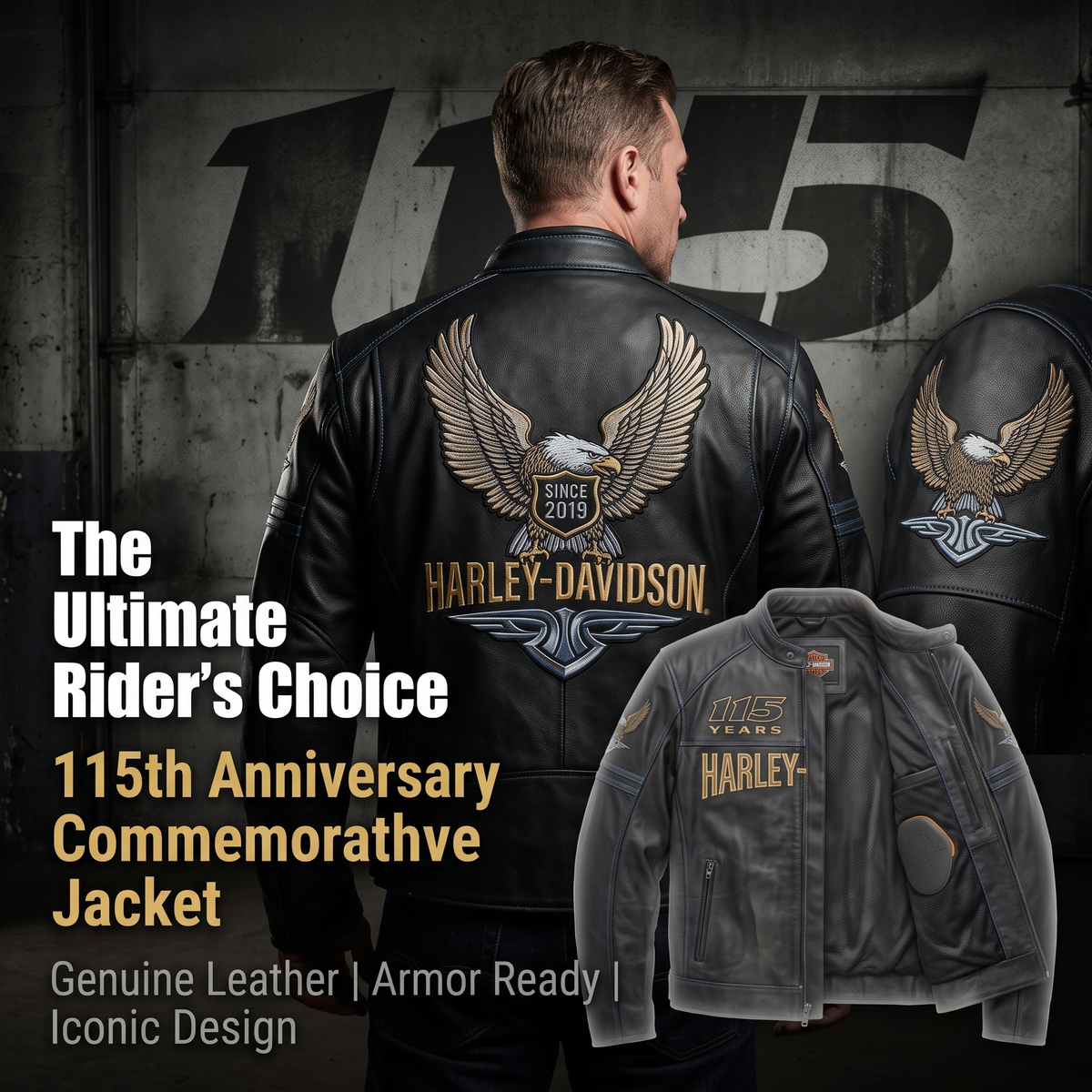 Harley 115th Anniversary Genuine Leather Jacket-J16