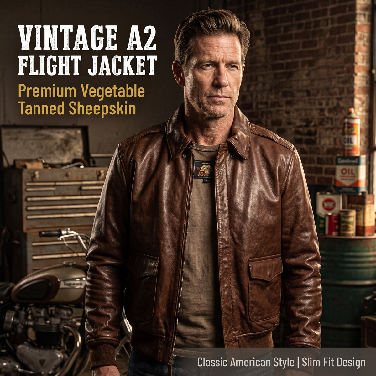 Retro American A2 Air Force Pilot Genuine Leather Jacket - J53
