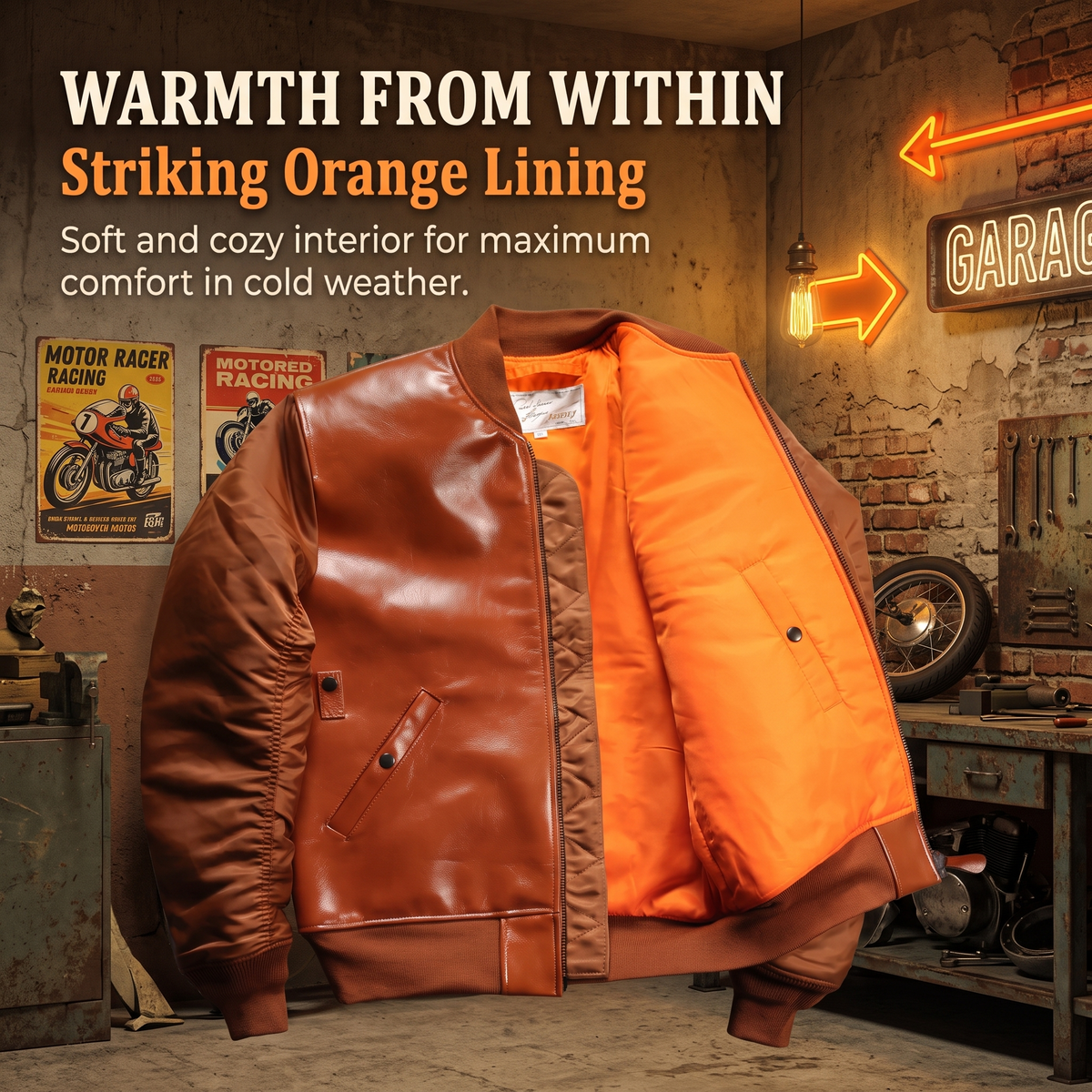 Cartoon sports casual leather cowhide jacket-J39