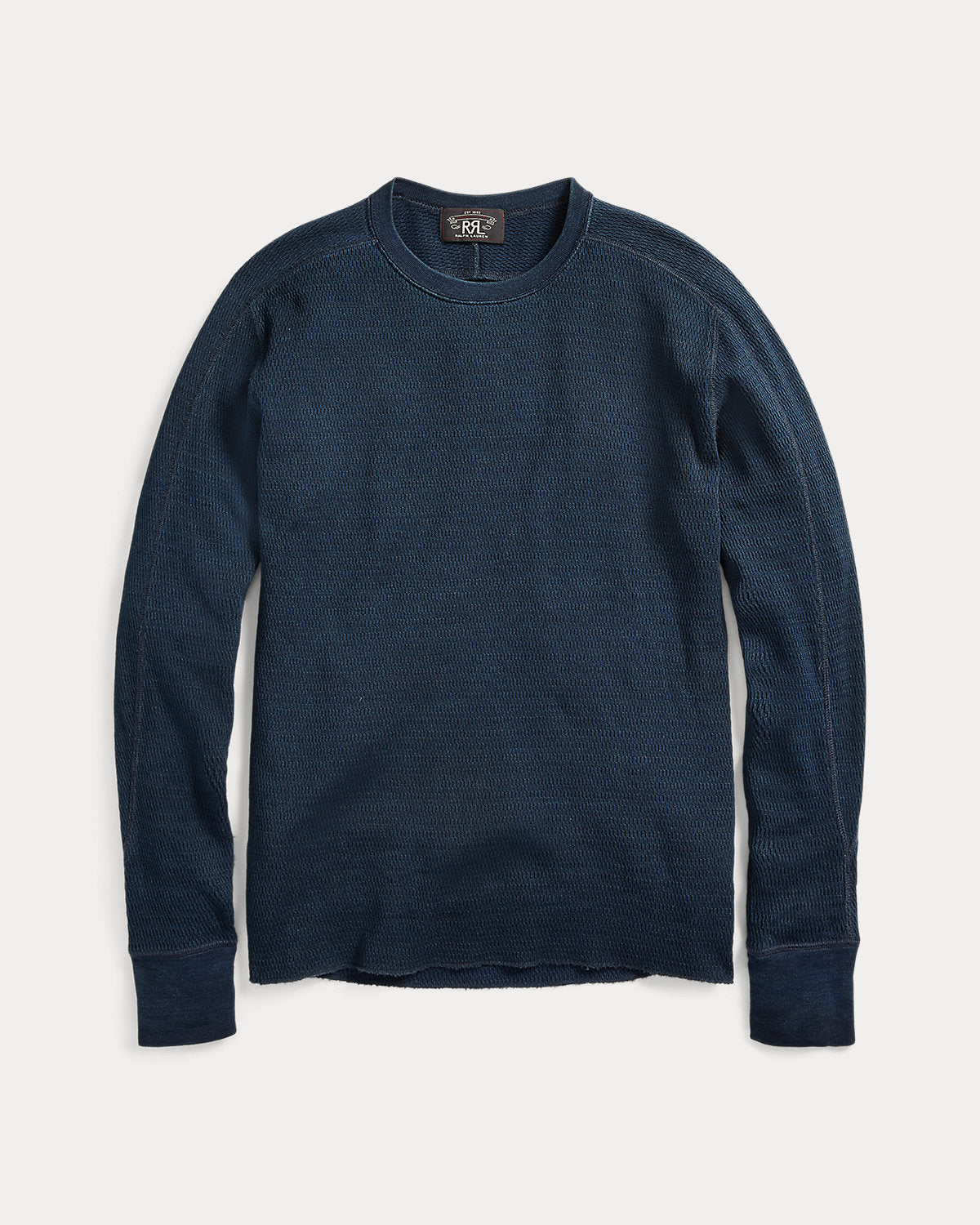 Indigo Jacquard-Knit Crewneck Rinsed Blue Indigo