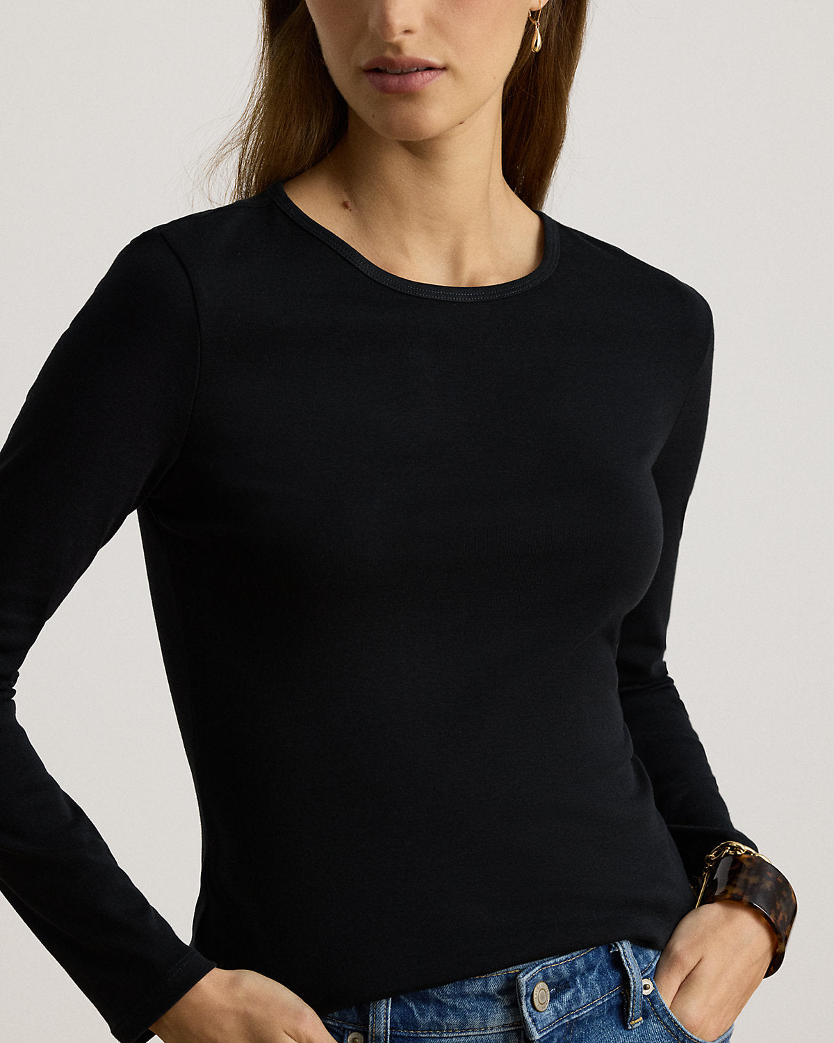 Stretch Cotton Long-Sleeve Tee