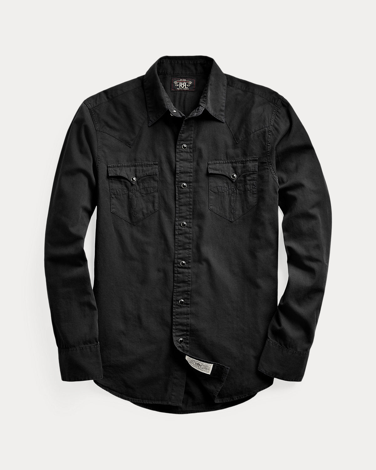 Slim Fit Twill Western Shirt Black