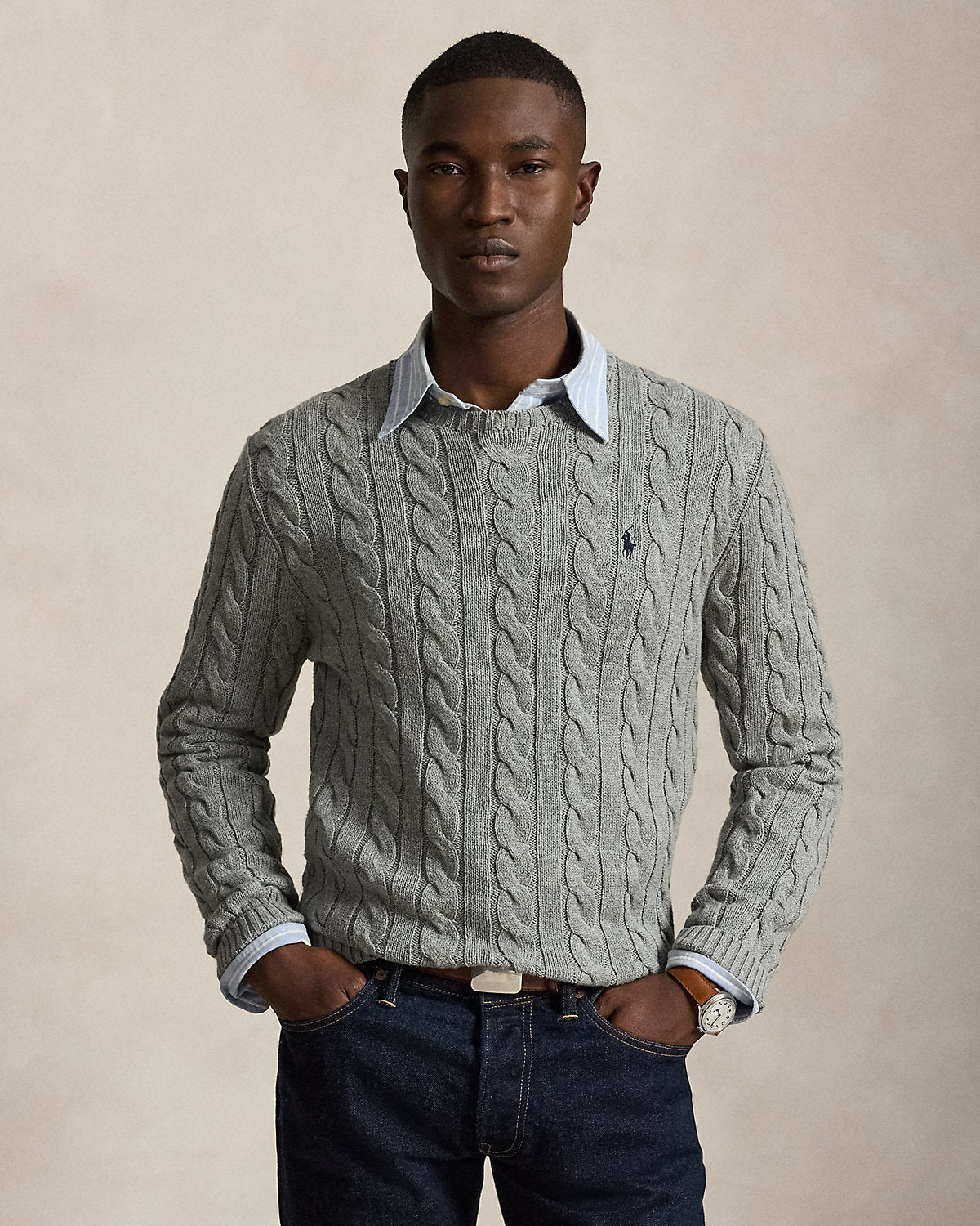 Cable-Knit Cotton Sweater
