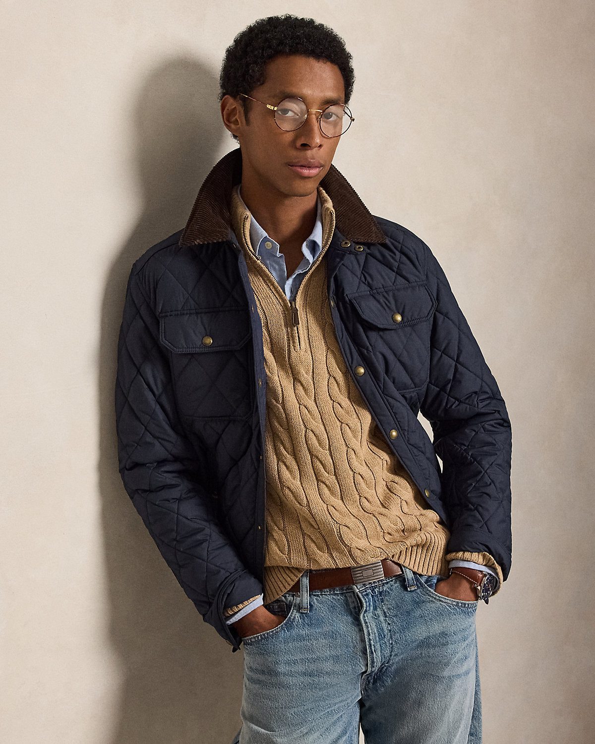 Cable-Knit Cotton Quarter-Zip Sweater