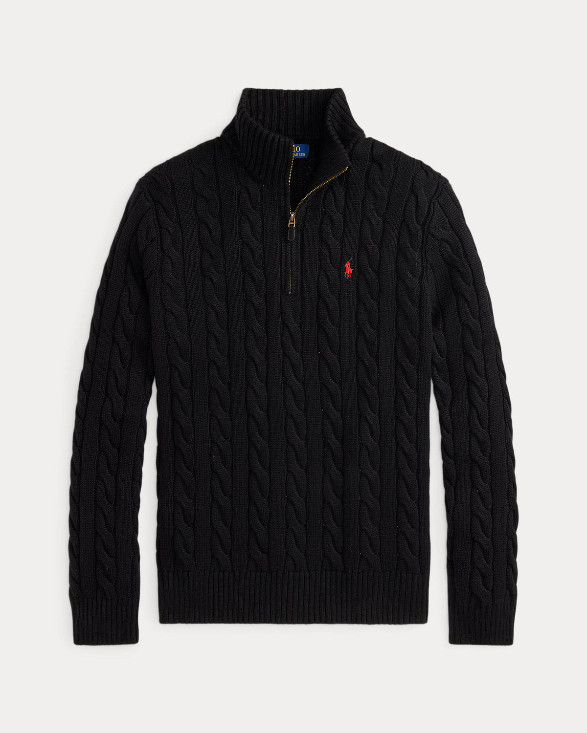 Cable-Knit Cotton Quarter-Zip Sweater