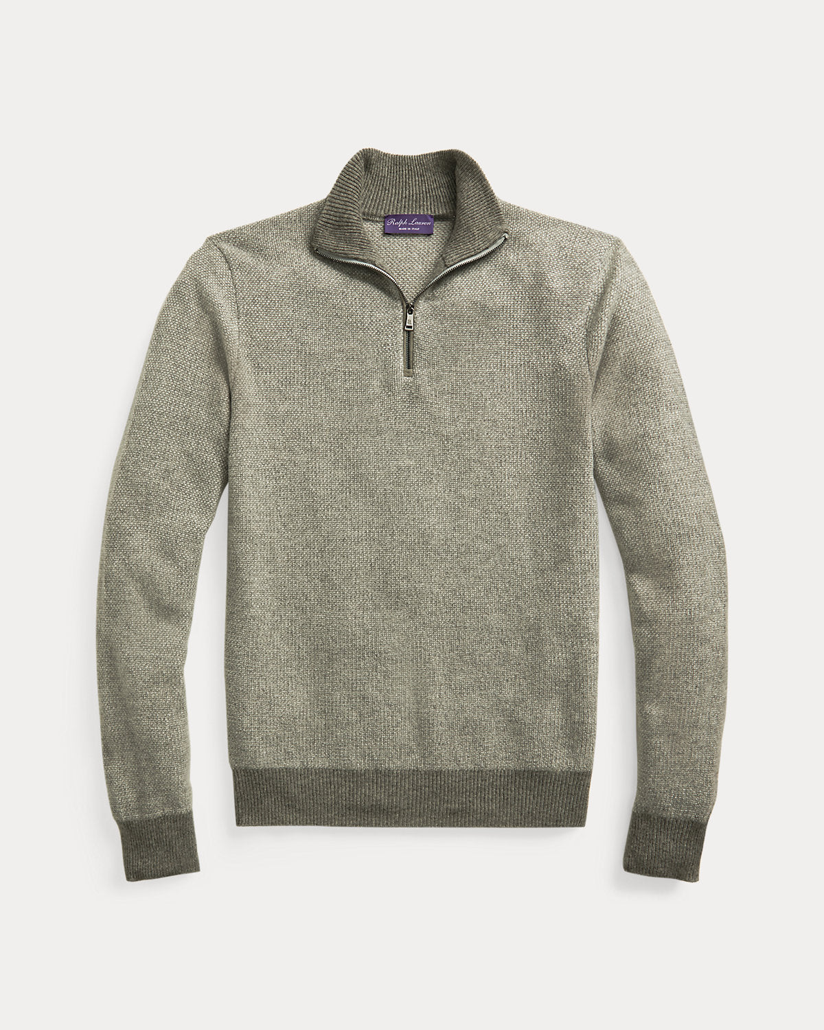 Cashmere Birdseye Quarter-Zip Jumper Light Grey Heather