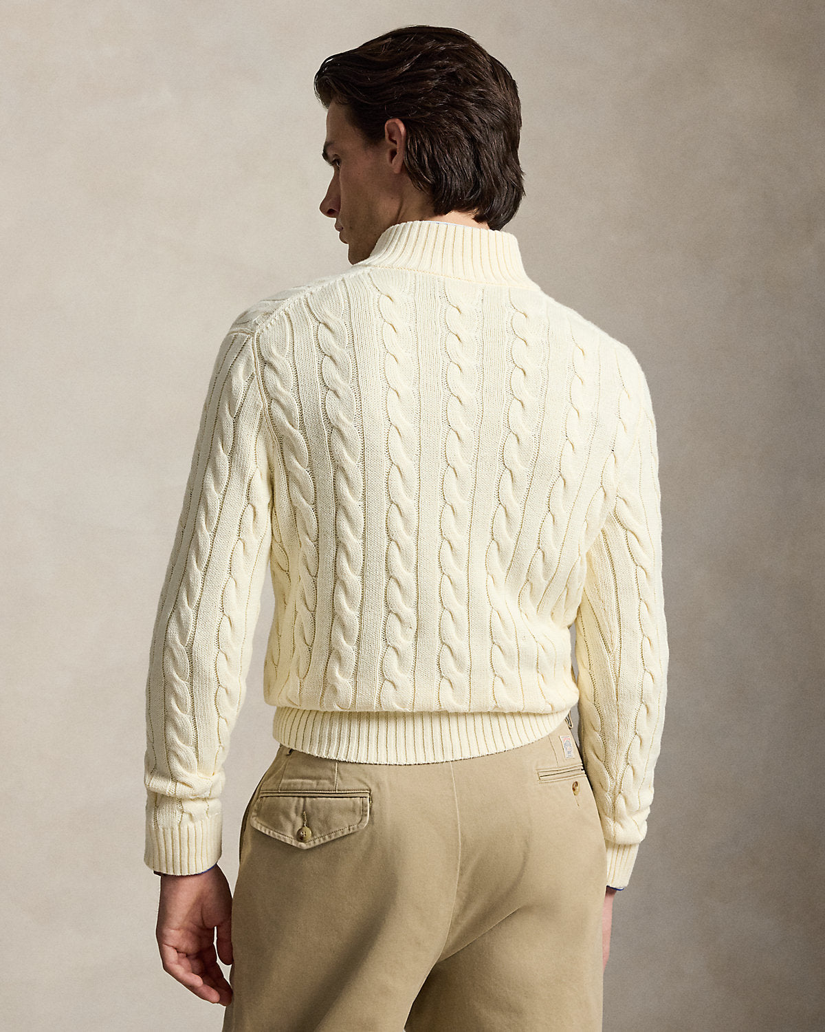 Cable-Knit Cotton Quarter-Zip Sweater