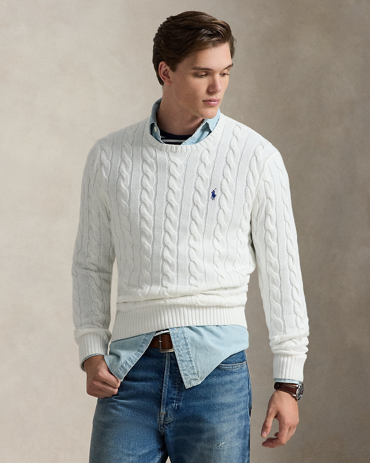 Cable-Knit Cotton Sweater
