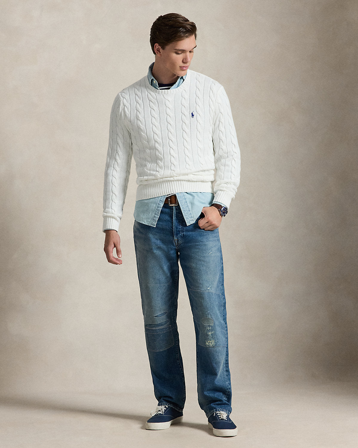 Cable-Knit Cotton Sweater