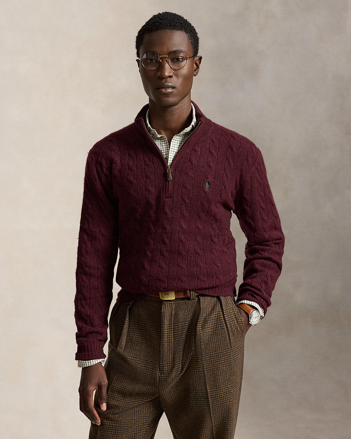 Cable-Knit Quarter-Zip Sweater