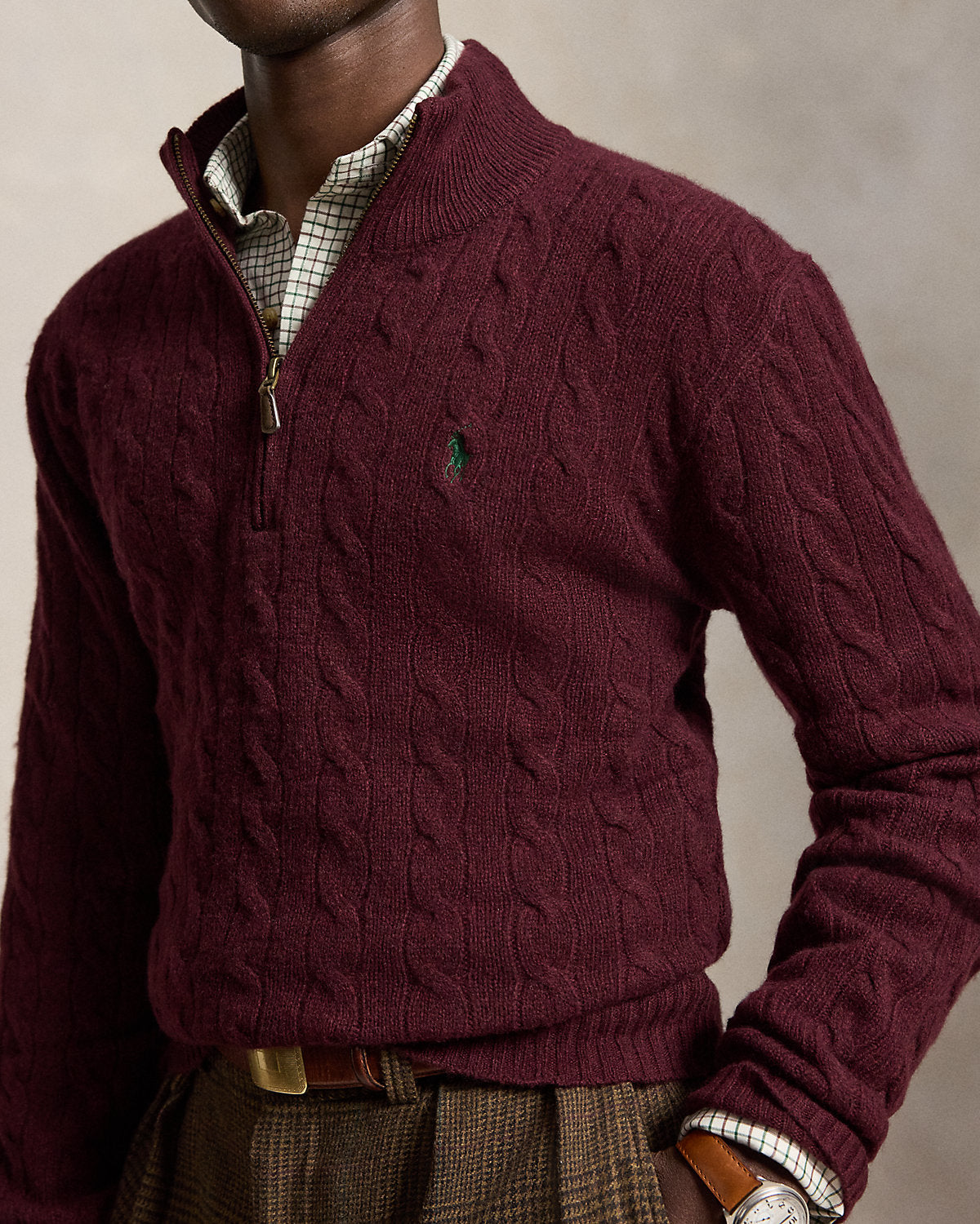 Cable-Knit Quarter-Zip Sweater