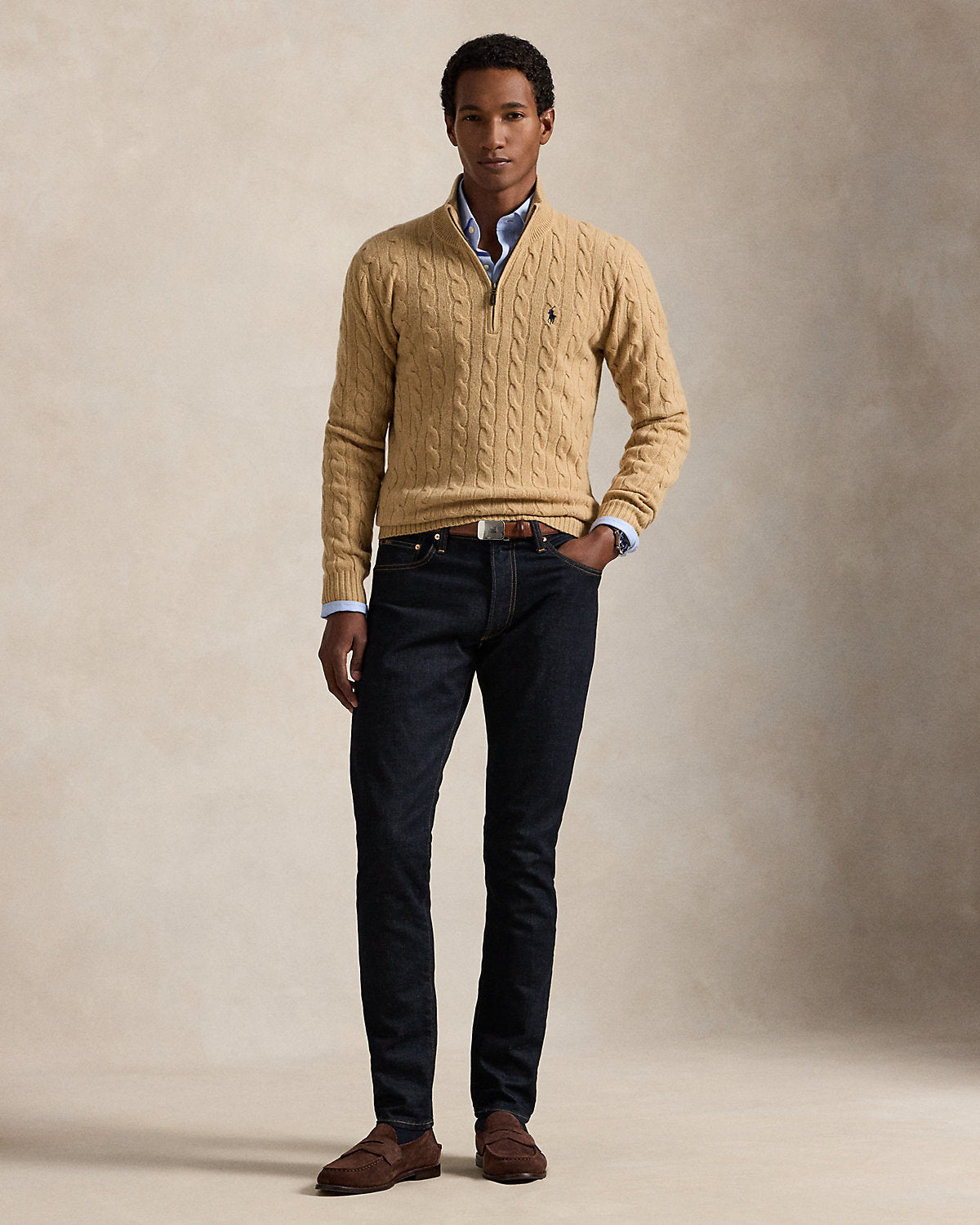 Cable-Knit Quarter-Zip Sweater