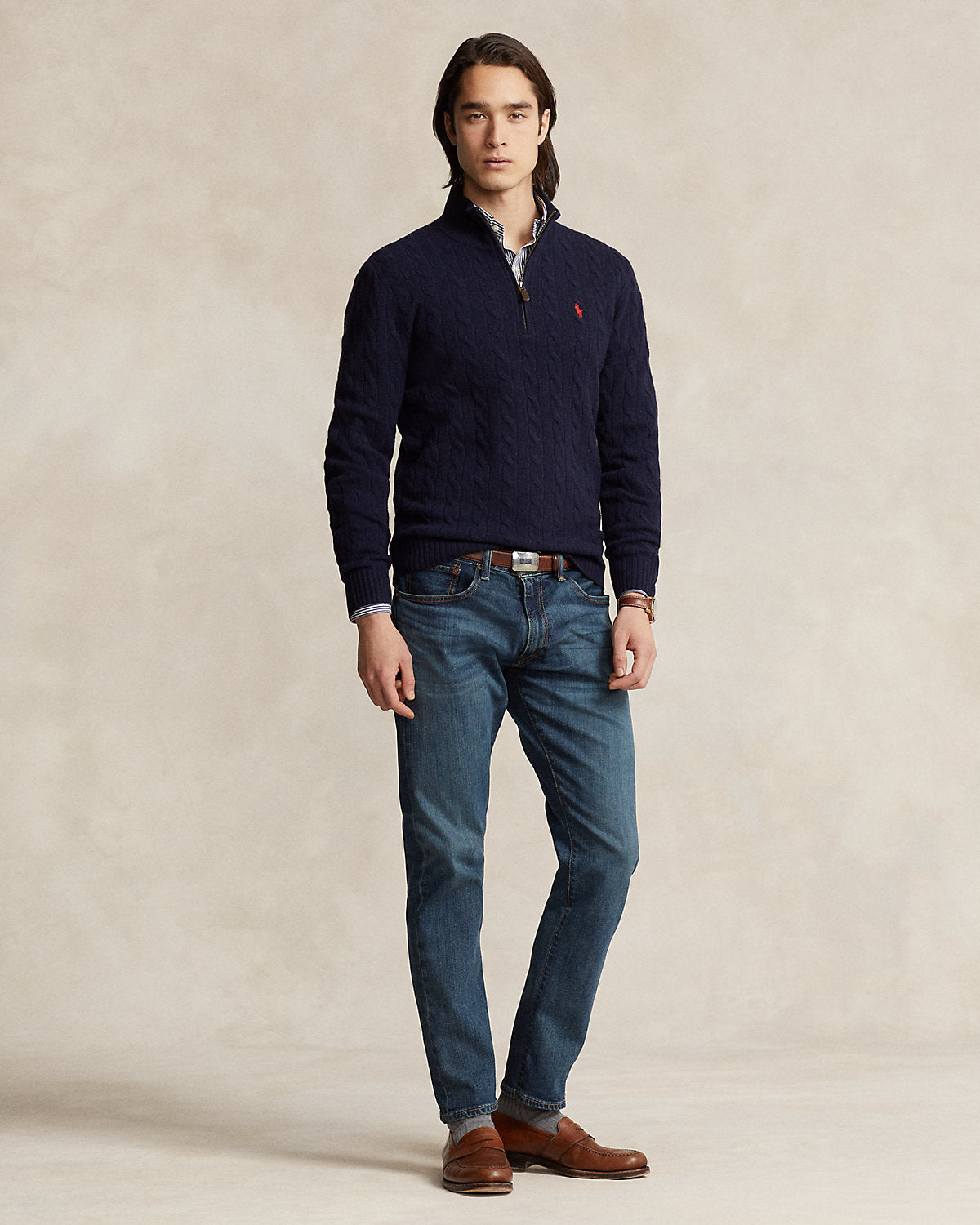 Cable-Knit Quarter-Zip Sweater