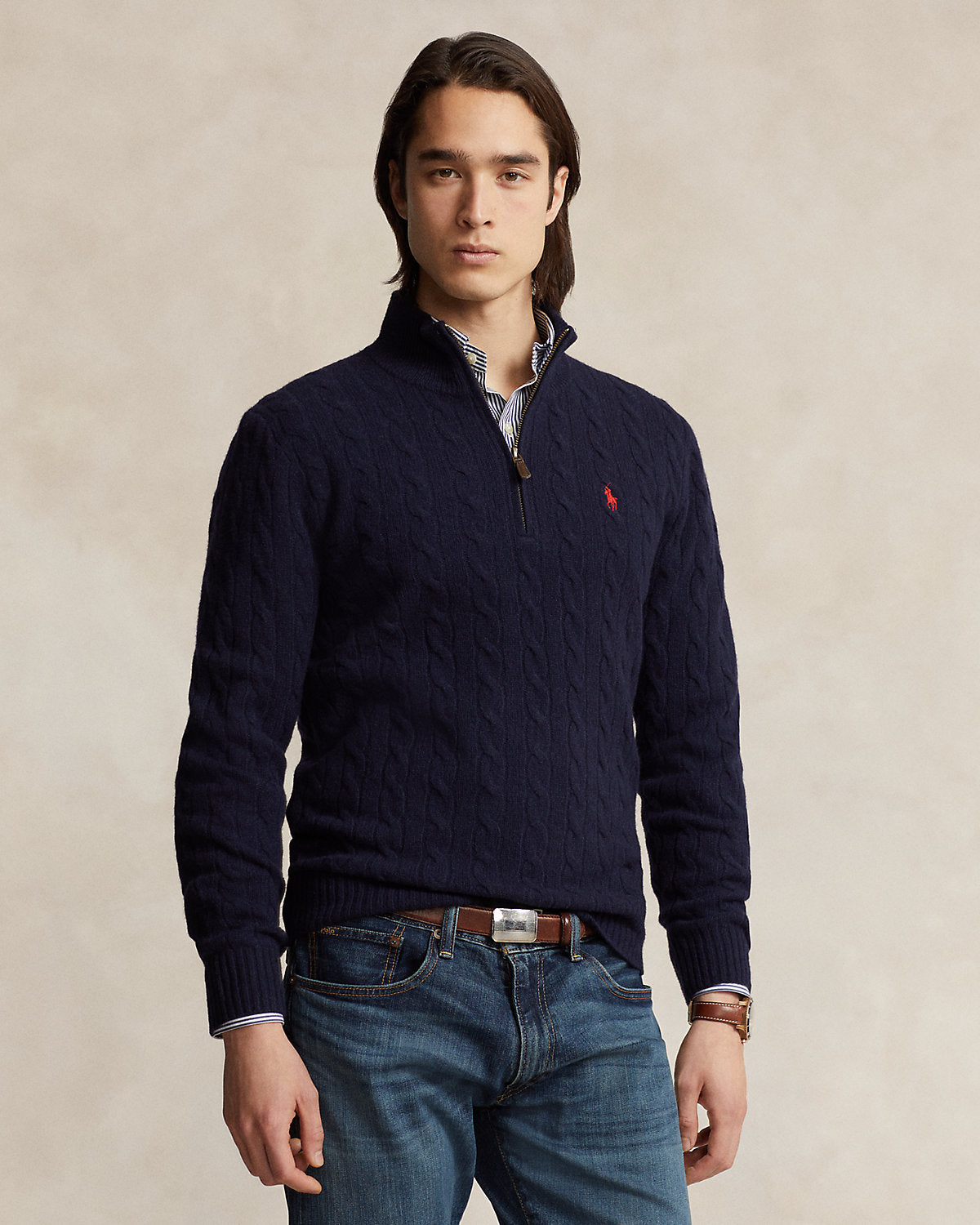 Cable-Knit Quarter-Zip Sweater