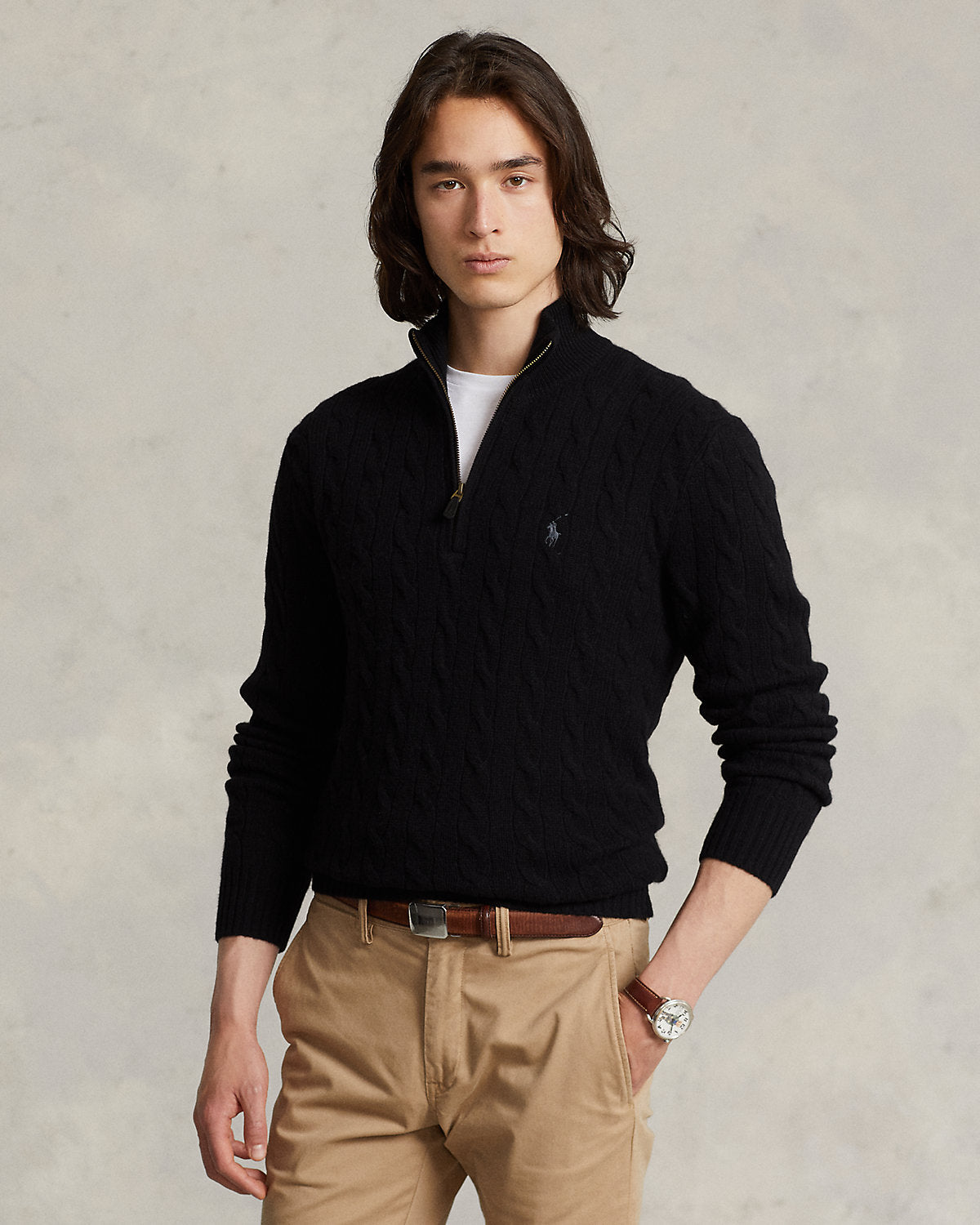 Cable-Knit Quarter-Zip Sweater
