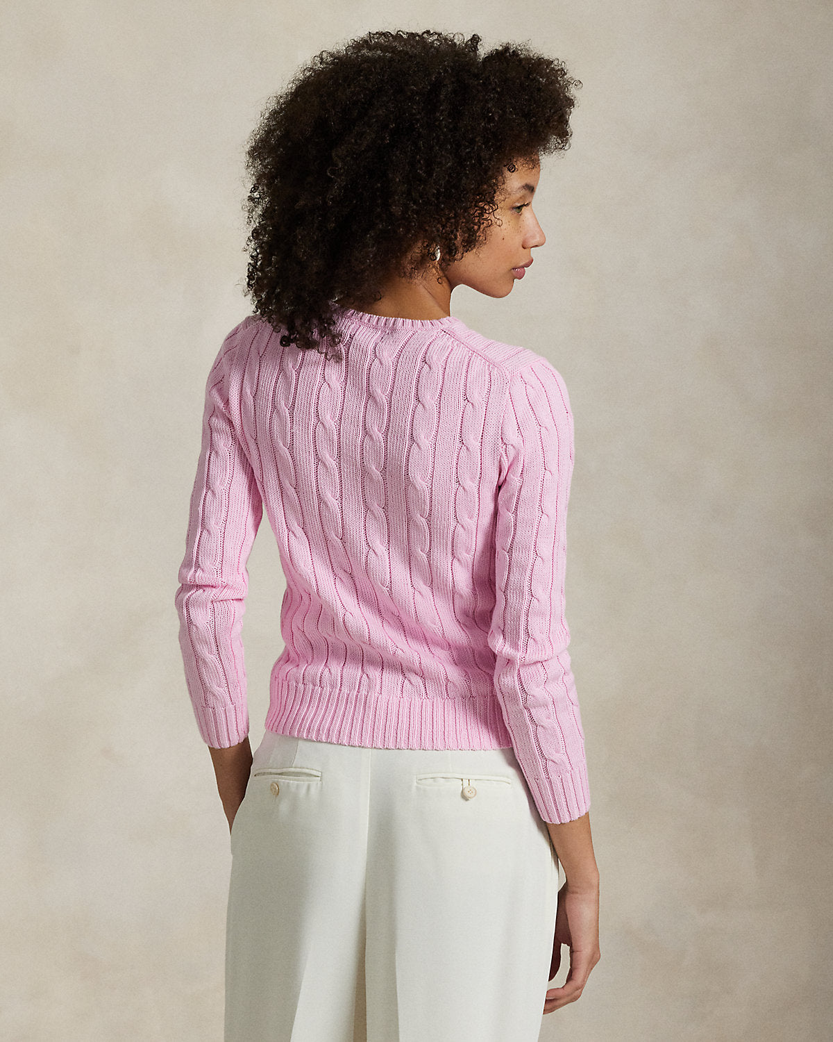 Cable-Knit Cotton Crewneck Sweater
