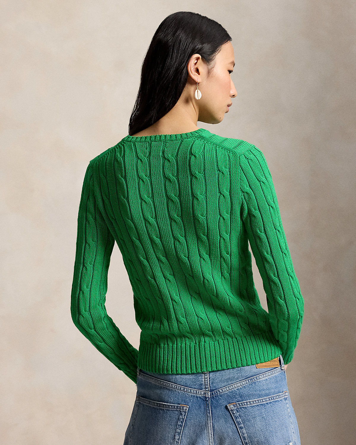 Cable-Knit Cotton Crewneck Sweater