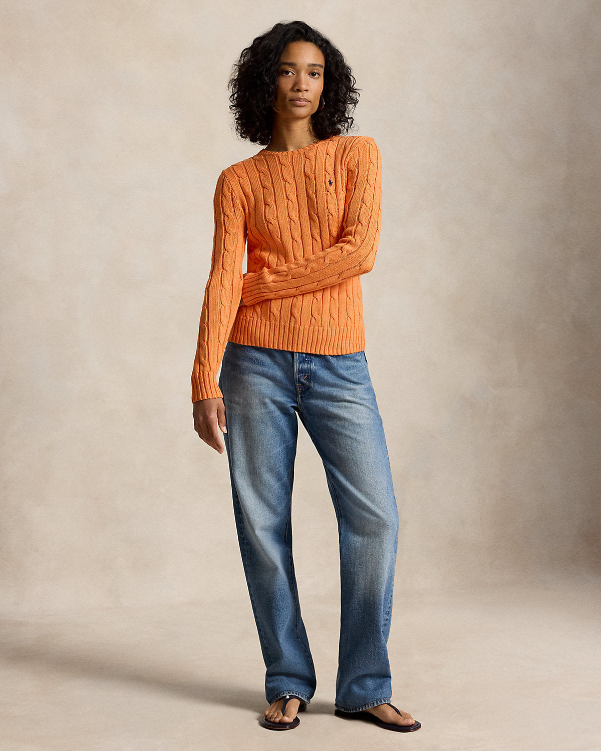 Cable-Knit Cotton Crewneck Sweater
