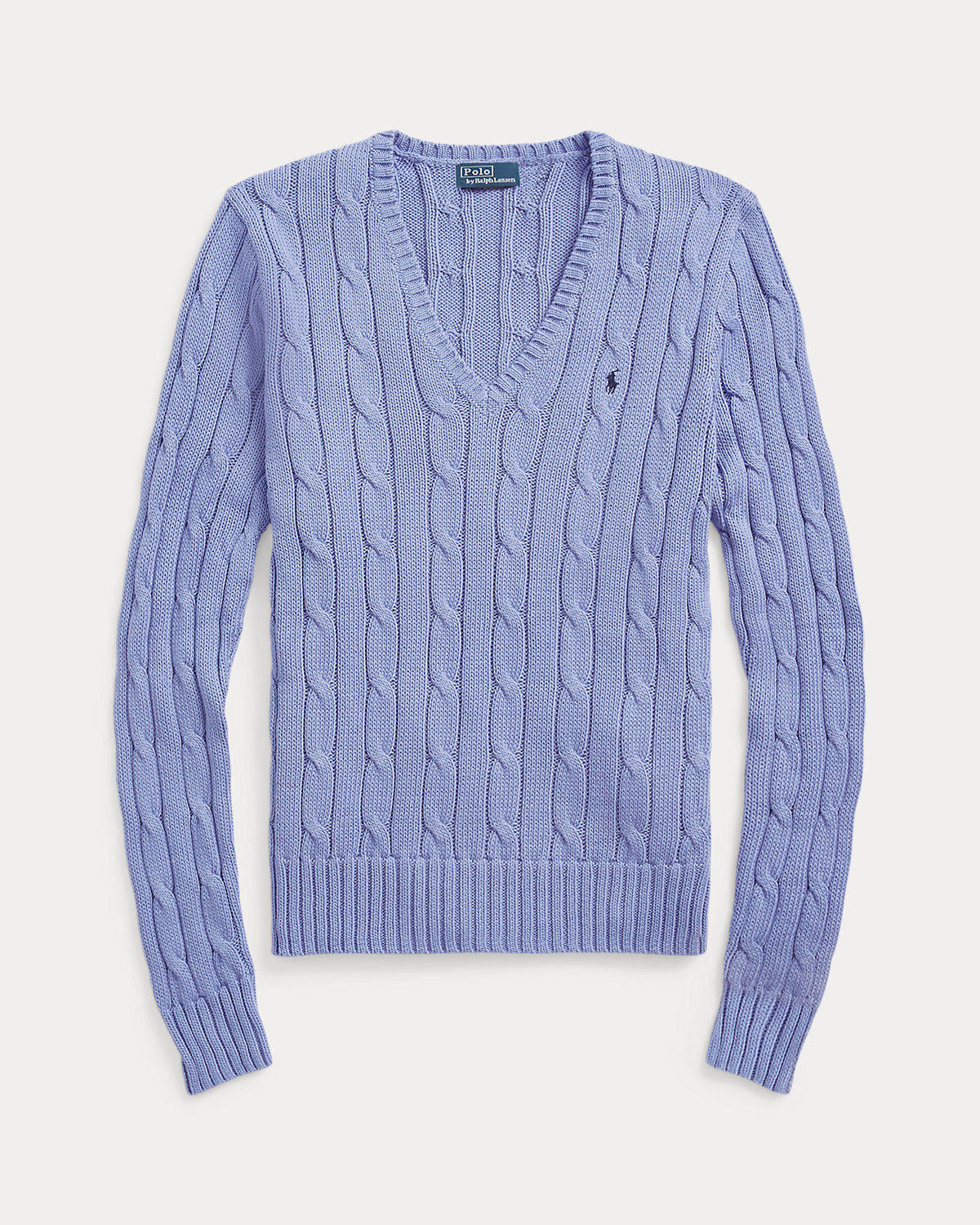 Cable-Knit Cotton V-Neck Sweater