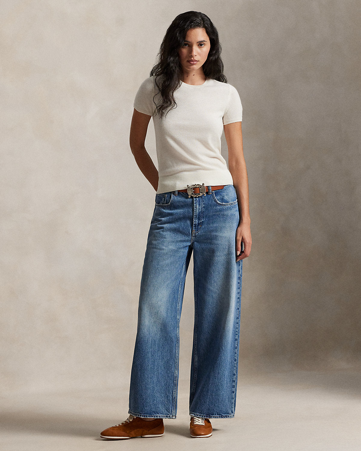 Cashmere Short-Sleeve Crewneck Sweater