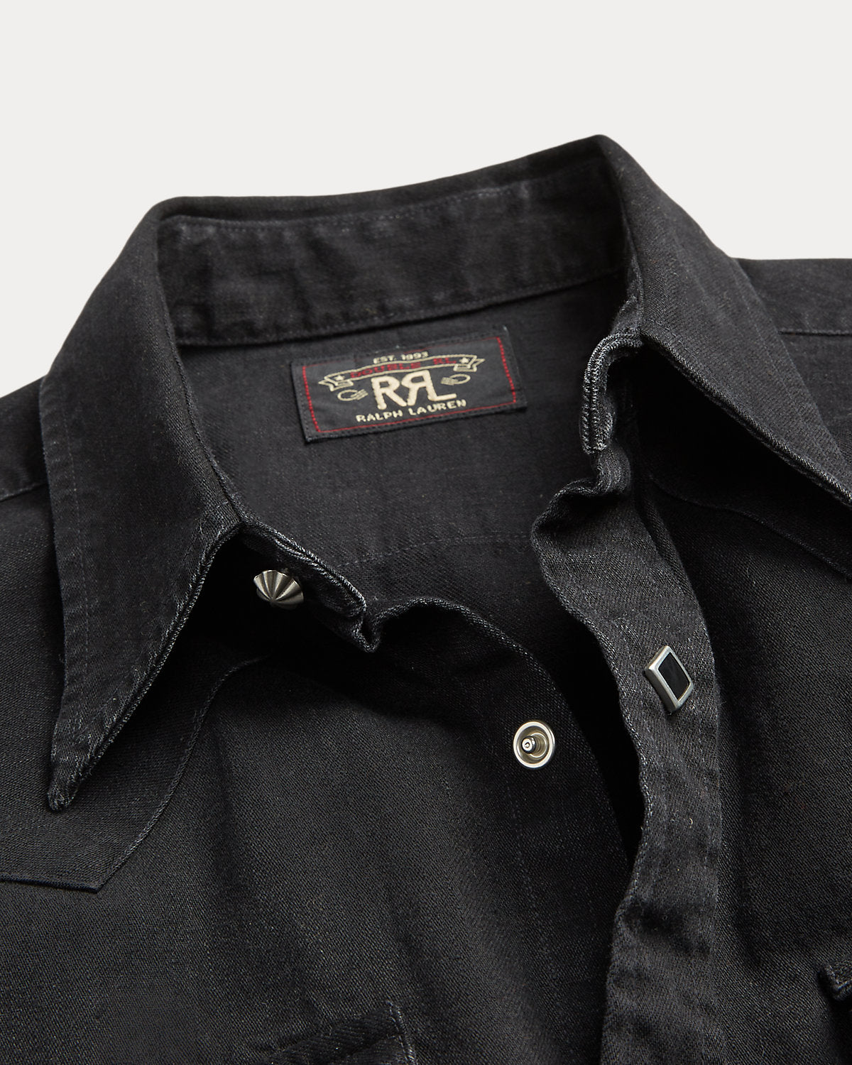 Slim Fit Denim Western Shirt Black