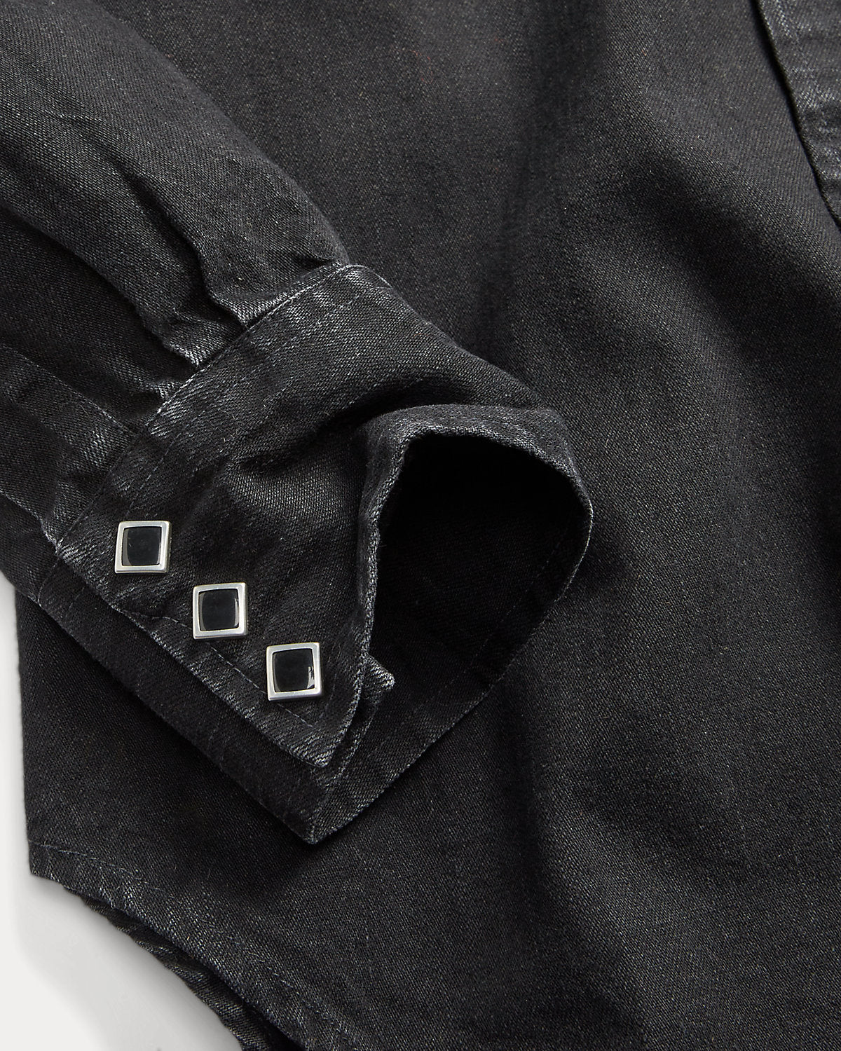 Slim Fit Denim Western Shirt Black