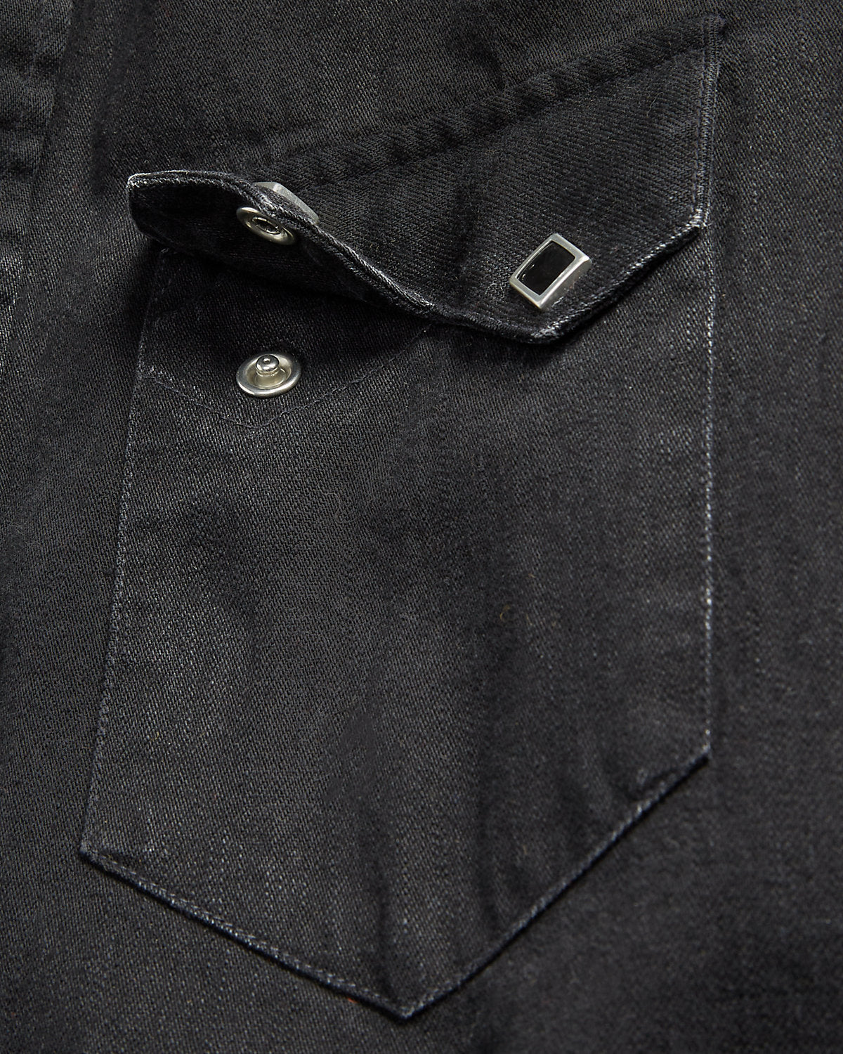 Slim Fit Denim Western Shirt Black