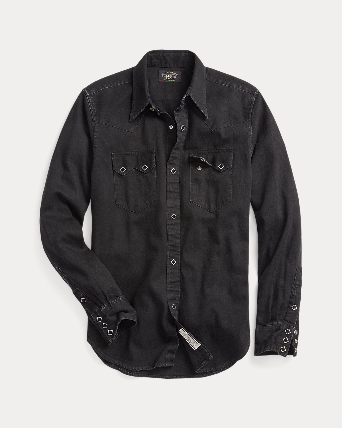 Slim Fit Denim Western Shirt Black